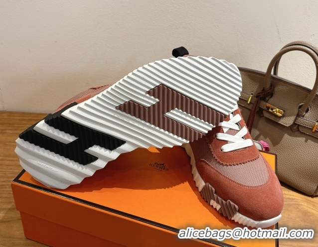 AAAAA Hermes Bouncing Sneakers in Fabric and Suede Brown 1222027 2026