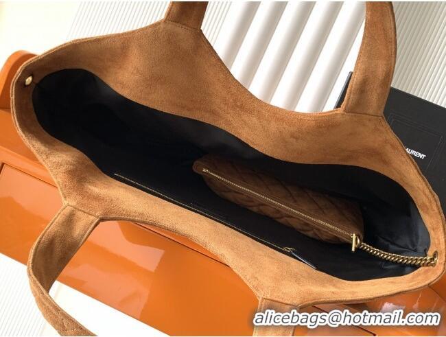 Well Crafted Saint Laurent Icare Maxi Shopping Bag in Quilted Suede 698651 Caramel 2026