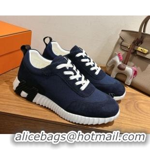 Low Cost Hermes Bouncing Sneakers in Fabric and Suede Deep Blue 1222028 2026