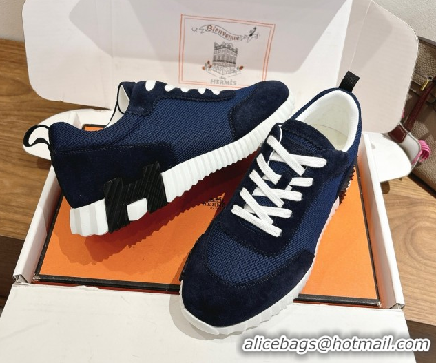 Low Cost Hermes Bouncing Sneakers in Fabric and Suede Deep Blue 1222028 2026