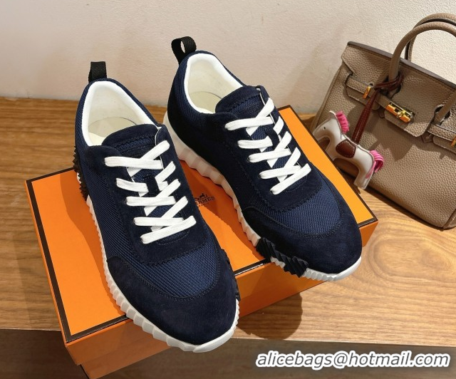 Low Cost Hermes Bouncing Sneakers in Fabric and Suede Deep Blue 1222028 2026