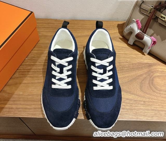 Low Cost Hermes Bouncing Sneakers in Fabric and Suede Deep Blue 1222028 2026