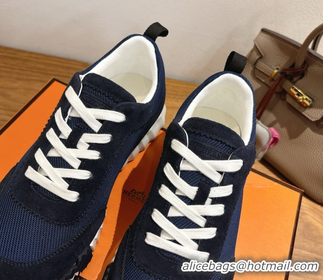 Low Cost Hermes Bouncing Sneakers in Fabric and Suede Deep Blue 1222028 2026