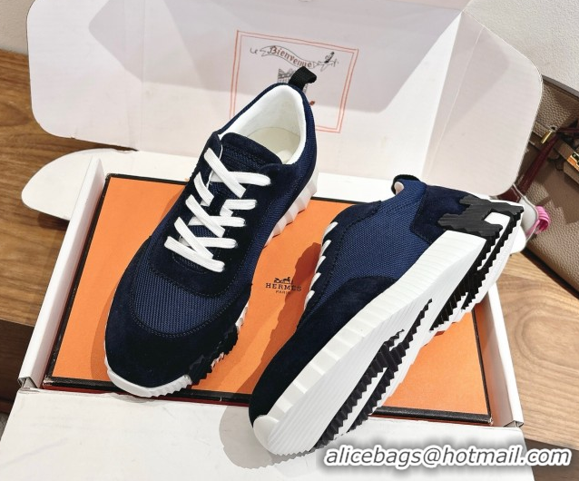 Low Cost Hermes Bouncing Sneakers in Fabric and Suede Deep Blue 1222028 2026