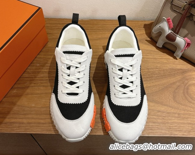 Buy Discount Hermes Bouncing Sneakers in Fabric and Suede Grey/Black 1222029 2026