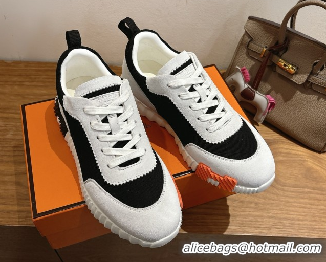 Buy Discount Hermes Bouncing Sneakers in Fabric and Suede Grey/Black 1222029 2026
