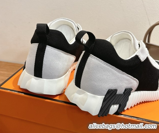 Buy Discount Hermes Bouncing Sneakers in Fabric and Suede Grey/Black 1222029 2026