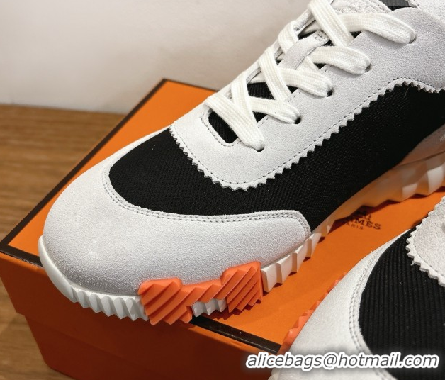 Buy Discount Hermes Bouncing Sneakers in Fabric and Suede Grey/Black 1222029 2026