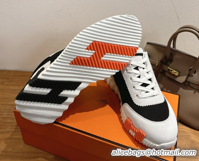 Buy Discount Hermes Bouncing Sneakers in Fabric and Suede Grey/Black 1222029 2026