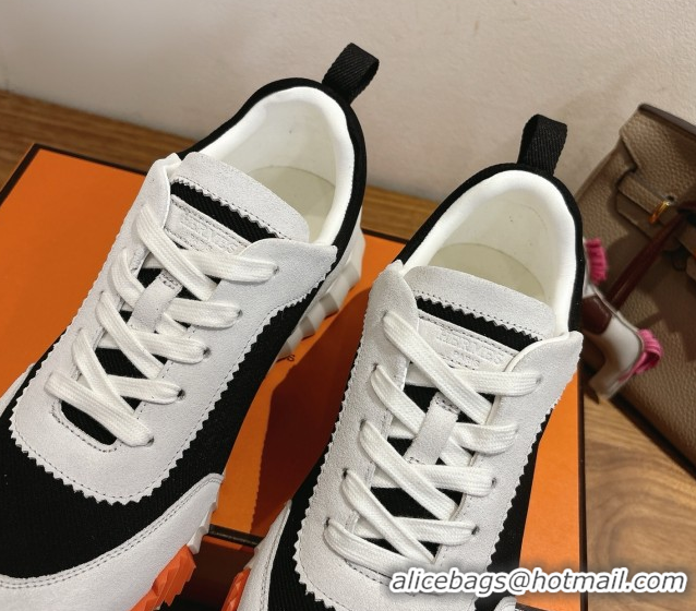 Buy Discount Hermes Bouncing Sneakers in Fabric and Suede Grey/Black 1222029 2026