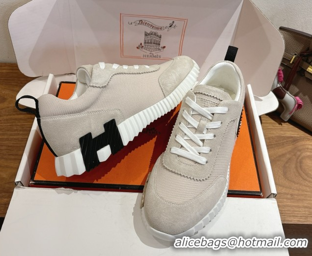 Design Cheap Hermes Bouncing Sneakers in Fabric and Suede Beige Grey 1222030 2026