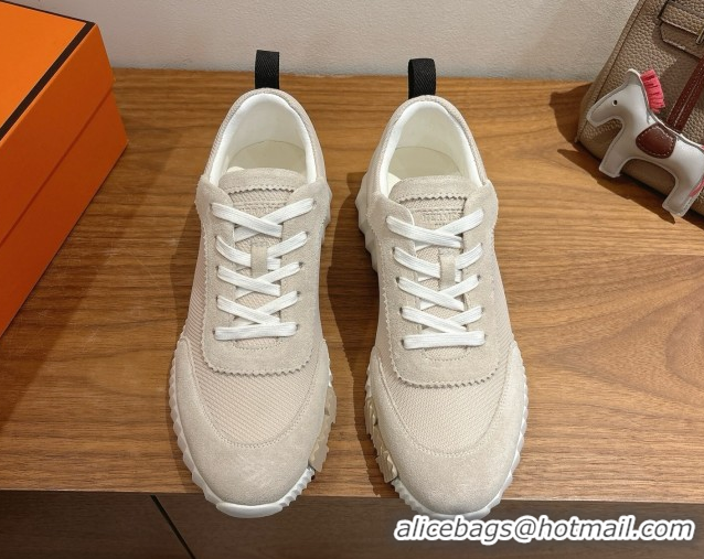 Design Cheap Hermes Bouncing Sneakers in Fabric and Suede Beige Grey 1222030 2026