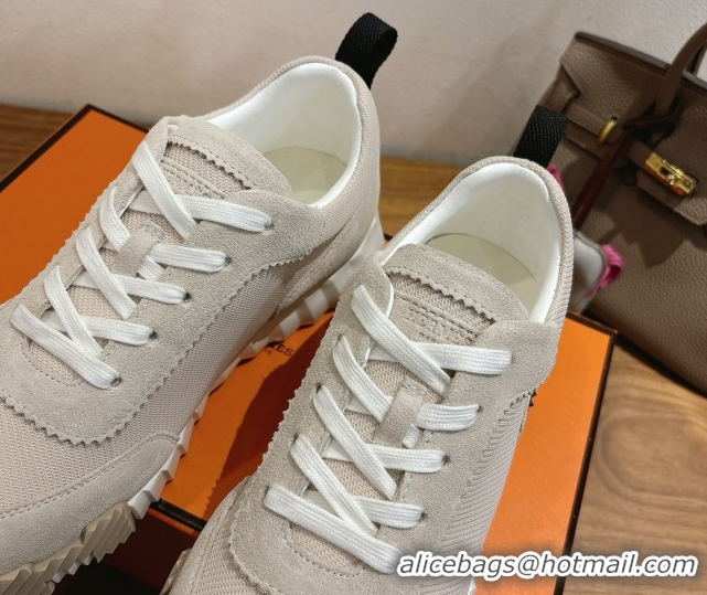 Design Cheap Hermes Bouncing Sneakers in Fabric and Suede Beige Grey 1222030 2026