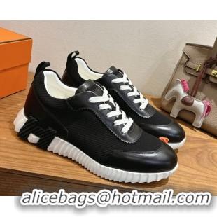 Design Cheap Hermes Bouncing Sneakers in Fabric and Leather Black 1222031 2026
