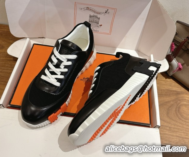 Design Cheap Hermes Bouncing Sneakers in Fabric and Leather Black 1222031 2026