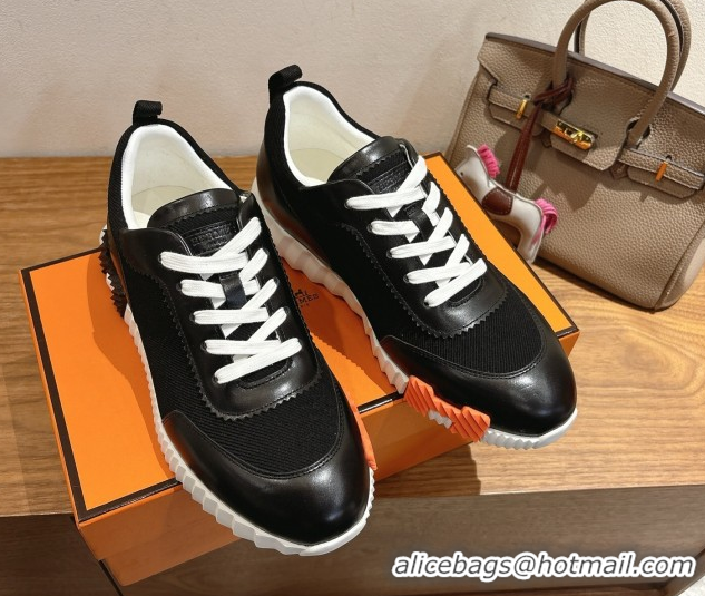 Design Cheap Hermes Bouncing Sneakers in Fabric and Leather Black 1222031 2026