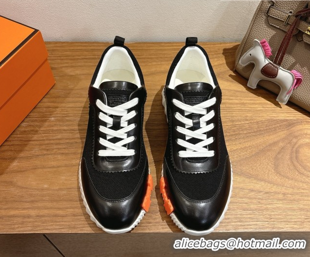 Design Cheap Hermes Bouncing Sneakers in Fabric and Leather Black 1222031 2026