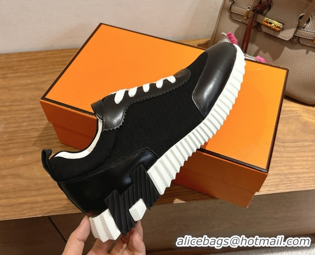 Design Cheap Hermes Bouncing Sneakers in Fabric and Leather Black 1222031 2026