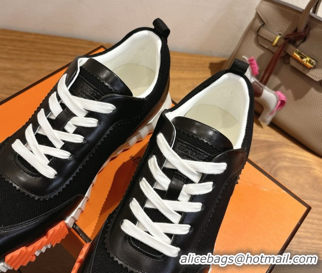 Design Cheap Hermes Bouncing Sneakers in Fabric and Leather Black 1222031 2026
