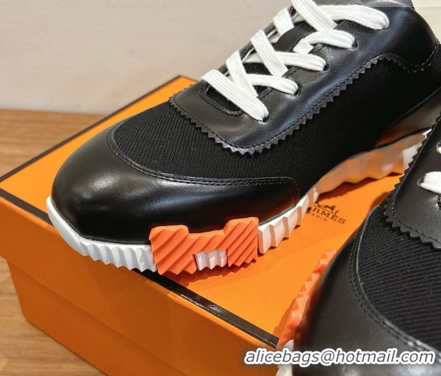 Design Cheap Hermes Bouncing Sneakers in Fabric and Leather Black 1222031 2026