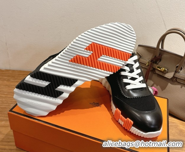 Design Cheap Hermes Bouncing Sneakers in Fabric and Leather Black 1222031 2026