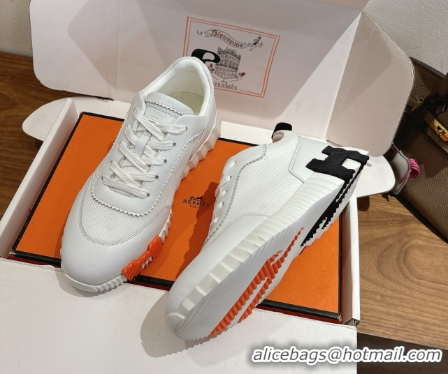 Duplicate Hermes Bouncing Sneakers in Fabric and Leather White 1222035 2026