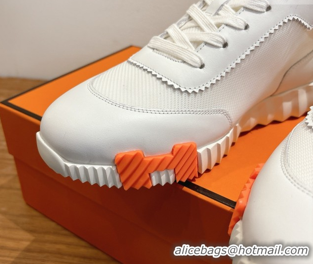 Duplicate Hermes Bouncing Sneakers in Fabric and Leather White 1222035 2026