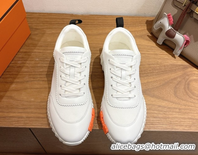 Duplicate Hermes Bouncing Sneakers in Fabric and Leather White 1222035 2026