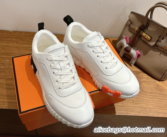 Duplicate Hermes Bouncing Sneakers in Fabric and Leather White 1222035 2026