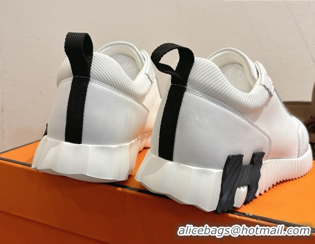 Duplicate Hermes Bouncing Sneakers in Fabric and Leather White 1222035 2026