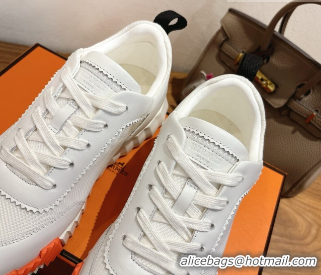 Duplicate Hermes Bouncing Sneakers in Fabric and Leather White 1222035 2026