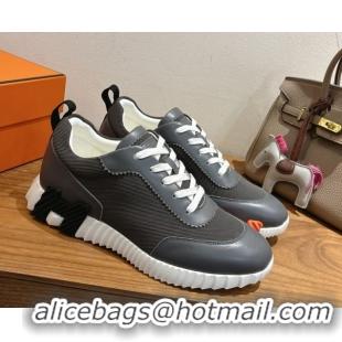 Top Quality Hermes Bouncing Sneakers in Fabric and Leather Dark Grey 1222037 2026
