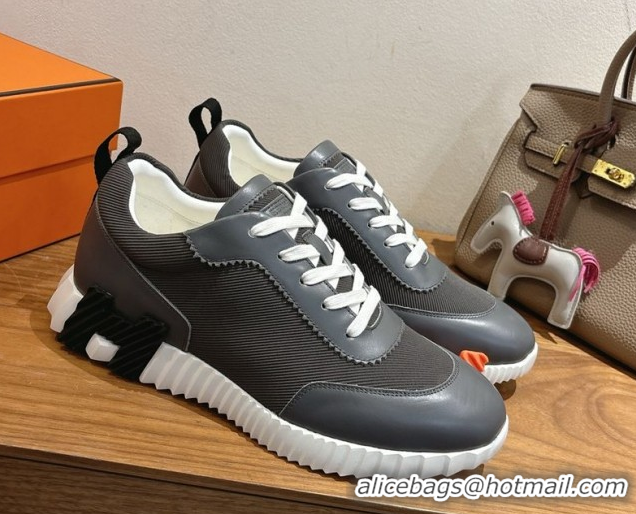 Top Quality Hermes Bouncing Sneakers in Fabric and Leather Dark Grey 1222037 2026