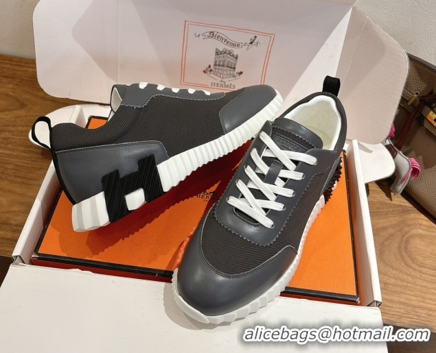 Top Quality Hermes Bouncing Sneakers in Fabric and Leather Dark Grey 1222037 2026