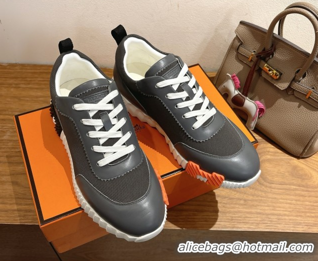 Top Quality Hermes Bouncing Sneakers in Fabric and Leather Dark Grey 1222037 2026