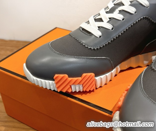 Top Quality Hermes Bouncing Sneakers in Fabric and Leather Dark Grey 1222037 2026