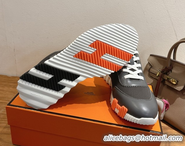 Top Quality Hermes Bouncing Sneakers in Fabric and Leather Dark Grey 1222037 2026