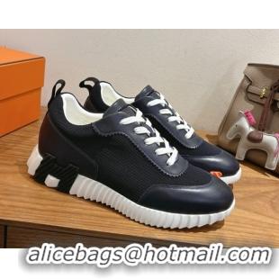 Good Quality Hermes Bouncing Sneakers in Fabric and Leather Dark Blue 1222038 2026