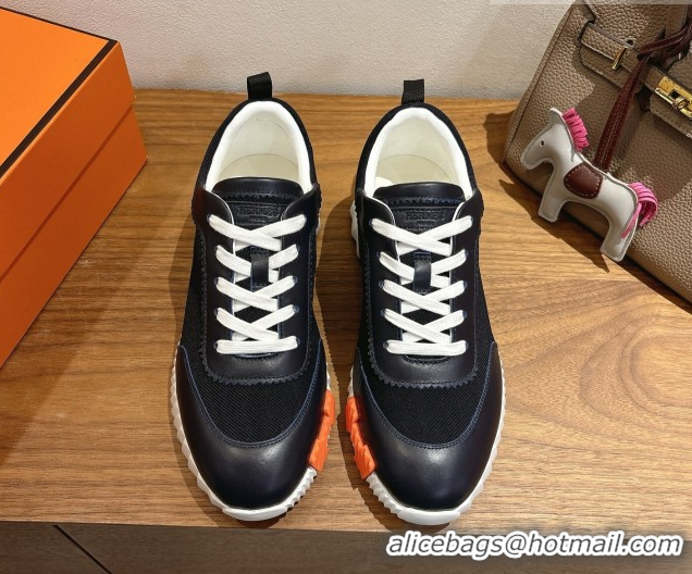 Good Quality Hermes Bouncing Sneakers in Fabric and Leather Dark Blue 1222038 2026