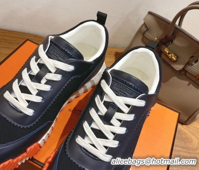 Good Quality Hermes Bouncing Sneakers in Fabric and Leather Dark Blue 1222038 2026