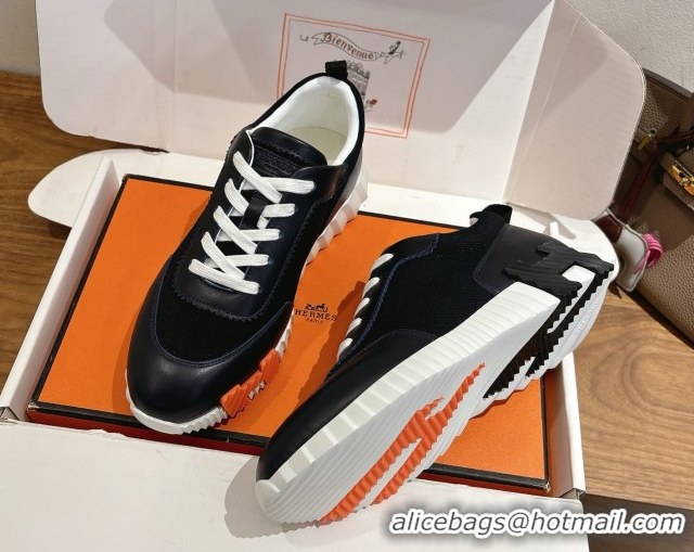 Good Quality Hermes Bouncing Sneakers in Fabric and Leather Dark Blue 1222038 2026