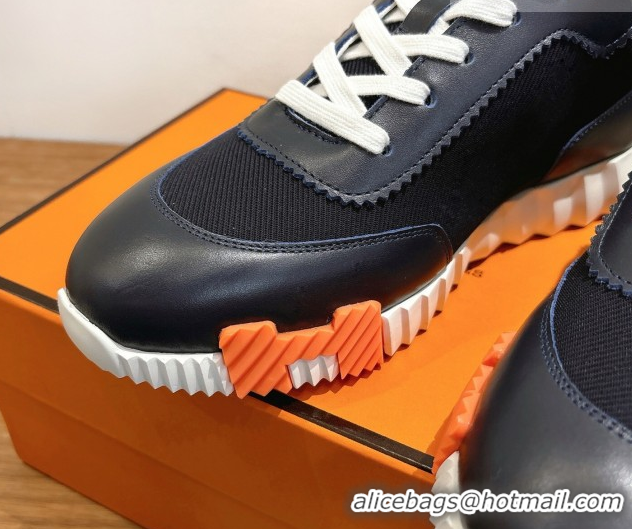 Good Quality Hermes Bouncing Sneakers in Fabric and Leather Dark Blue 1222038 2026