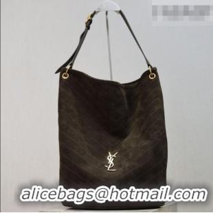 Buy Discount Saint Laurent Niki Supple Bucket Bag in Suede 8443461 Green 2025