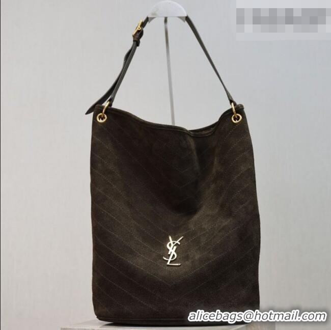 Buy Discount Saint Laurent Niki Supple Bucket Bag in Suede 8443461 Green 2025