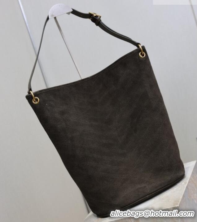 Buy Discount Saint Laurent Niki Supple Bucket Bag in Suede 8443461 Green 2025