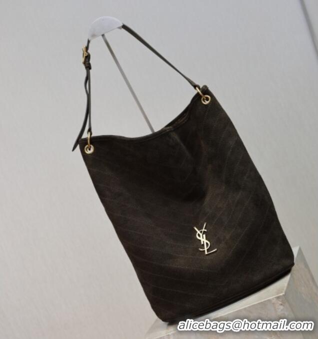 Buy Discount Saint Laurent Niki Supple Bucket Bag in Suede 8443461 Green 2025