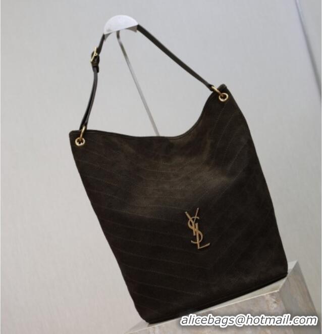 Buy Discount Saint Laurent Niki Supple Bucket Bag in Suede 8443461 Green 2025