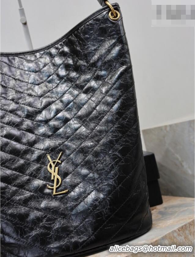 Super Quality Saint Laurent Niki Supple Bucket Bag in Vintage Leather 8443461 Black 2025