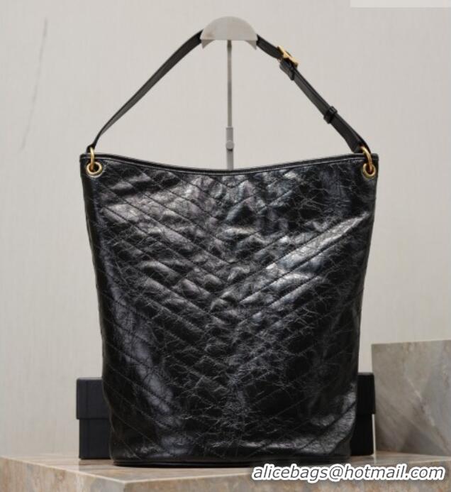 Super Quality Saint Laurent Niki Supple Bucket Bag in Vintage Leather 8443461 Black 2025