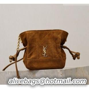 Luxury Cheap Saint Laurent Jamie Mini Shoulder Pouch Bag in Suede 859174 Caramel 2026